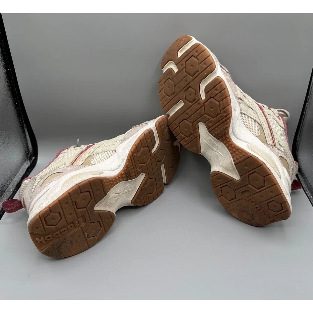 Reebok Royal Charge Women's Beige Maroon Chunky Sneakers Lifestyle Shoes Size 10